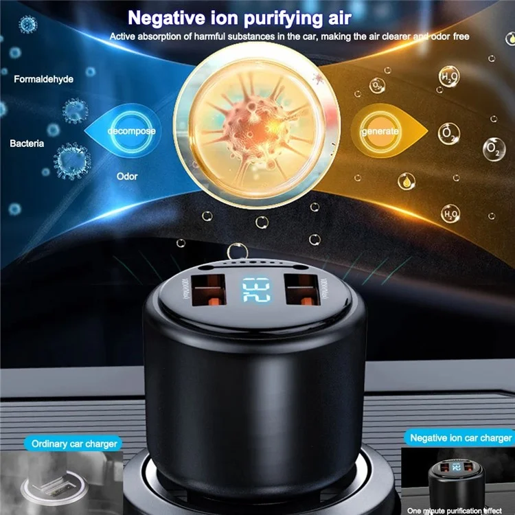 Chargeur de téléphone rapide voiture double 100W USB P6J 12V-24V avec câble iP+Micro+USB-C