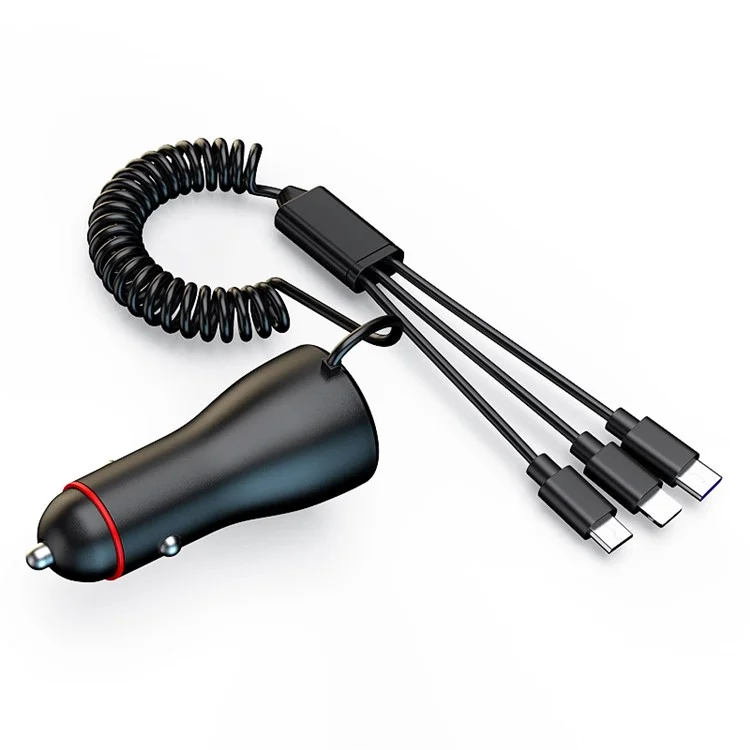 Caricabatterie da auto digitale a doppia USB con display digitale da 110 W con cavo 3 in 1 P5X Fast Charging
