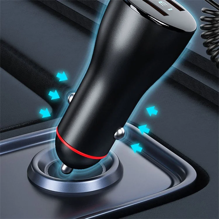 Caricabatterie da auto digitale a doppia USB con display digitale da 110 W con cavo 3 in 1 P5X Fast Charging