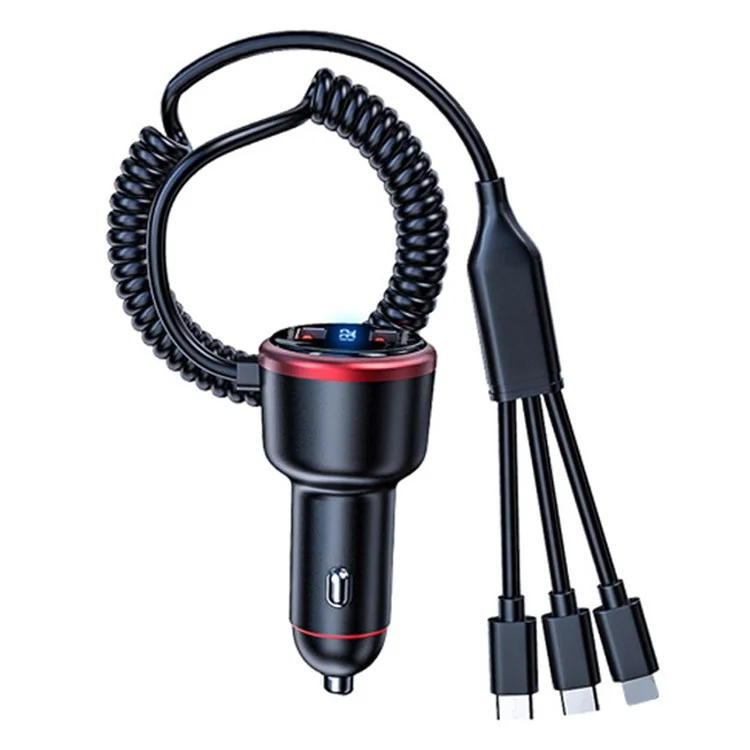 3-en-1 330W Super Fast Car Charger Dual Port Car Charger Avec 3 Câbles de Charge Adaptateur Pour la Voiture 12V-24V