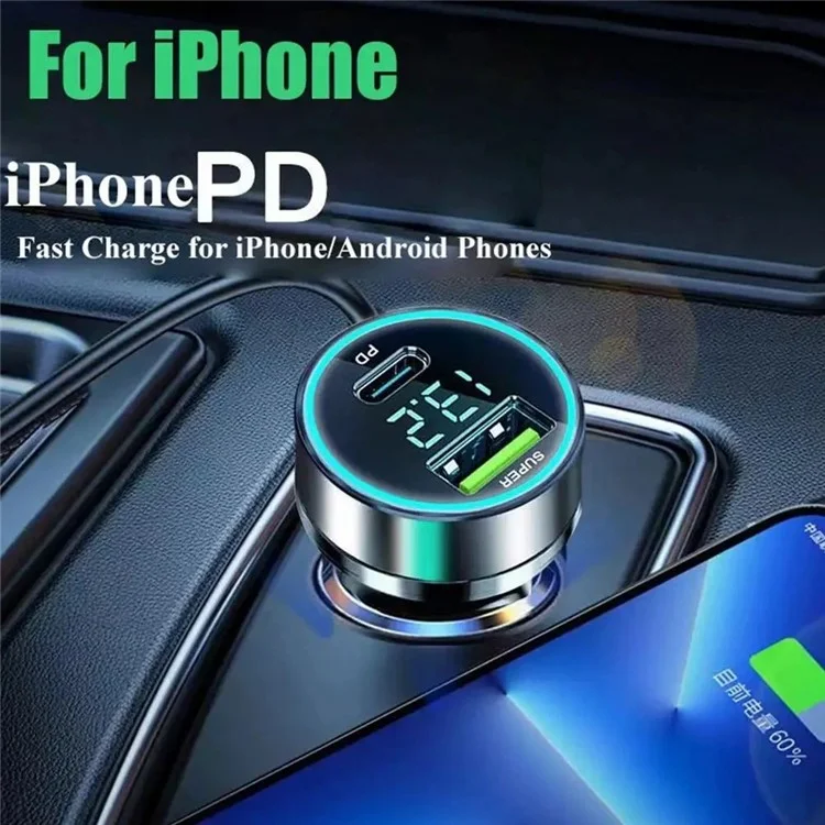 D3-PD 120W Car Charger Type-C+USB Dual Port +100W 3-in-1 Fast Charging Cable