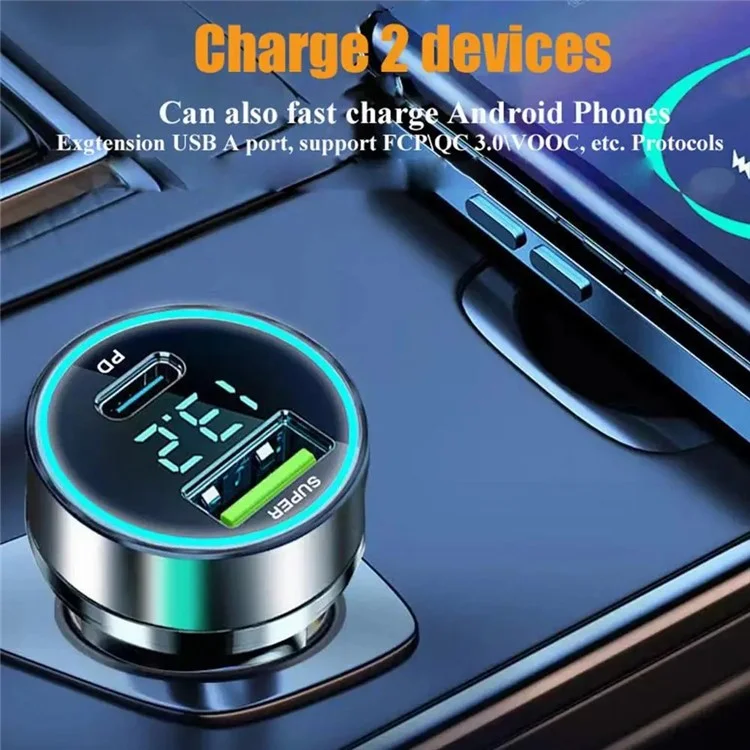 D3-PD 120W Car Charger Type-C+USB Dual Port +100W 3-in-1 Fast Charging Cable