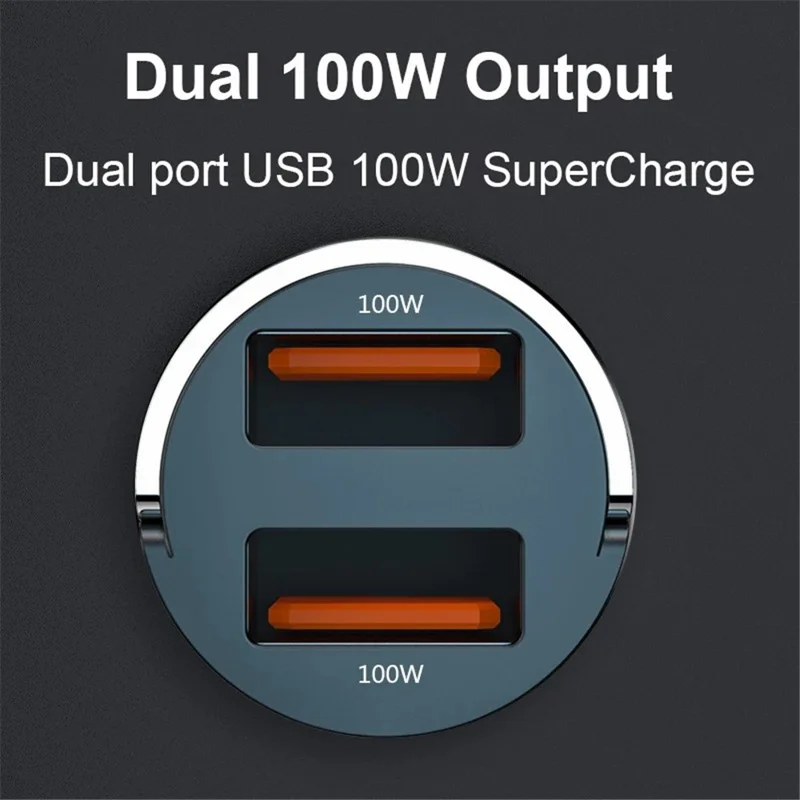 Câble G50S 5A Super Fast Charging + 12-24V Adaptateur de Chargeur de Voiture Dual USB 200W