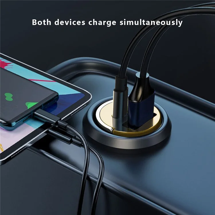 G30J 133W High Power Type-C+USB Dual Port Mini Car Charger with Type-C to 8Pin Cable