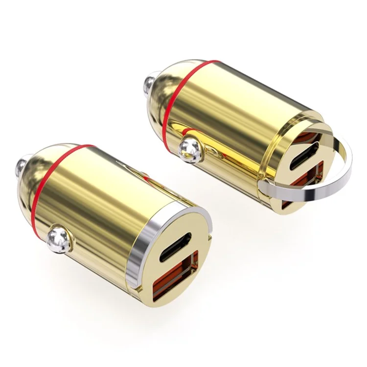 G30J 133W High Power Type-C+USB Dual Port Mini Car Charger with Type-C to 8Pin Cable