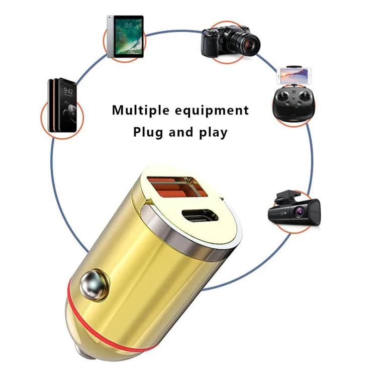 G30J 133W High Power Type-C+USB Dual Port Mini Car Charger mit Type-C zu 8Pin Kabel
