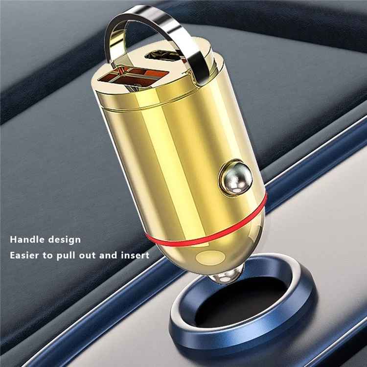 G30J Type-c + Usb Dual Port 133W High Power Hidden Pull Ring Car Charger