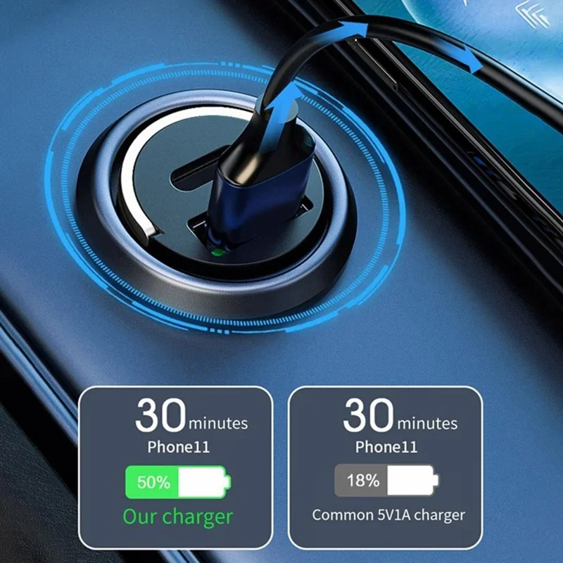 Chargeur de Voiture G20JB M100w + PD 20W Avec PD Câble de Charge Rapide Adaptateur de Charge de Téléphone à Double Port Pour la Voiture 12-24V