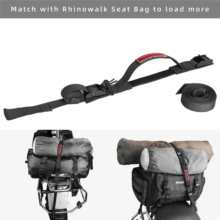 RHINOWALK MTR005BK Motorcycle Rear Rack Luggage Fixing Band Pannier Bag Fasten Strap with Metal Buckle