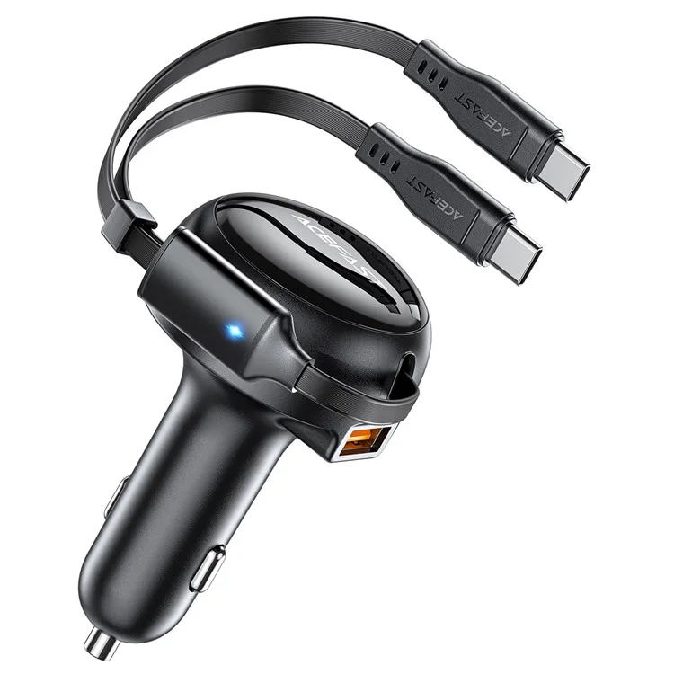 ACEFAST B13 53W USB Car Charger Adapter com 2 Cabos de Carregamento Retráteis Tipo-C