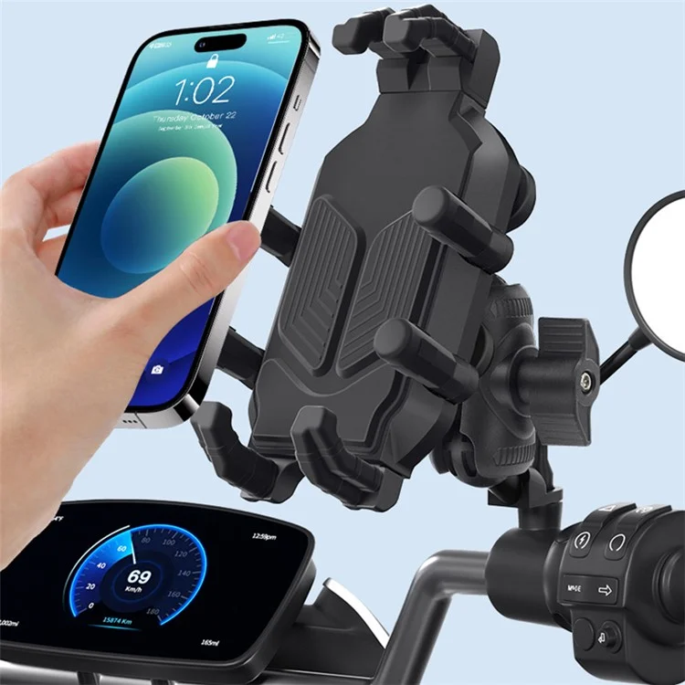 WUPP CS-1988A2 Suporte de Celular para Espelho Retrovisor Ajustável para Motocicleta e Bicicleta, Cabeça de Esfera em Liga de Alumínio