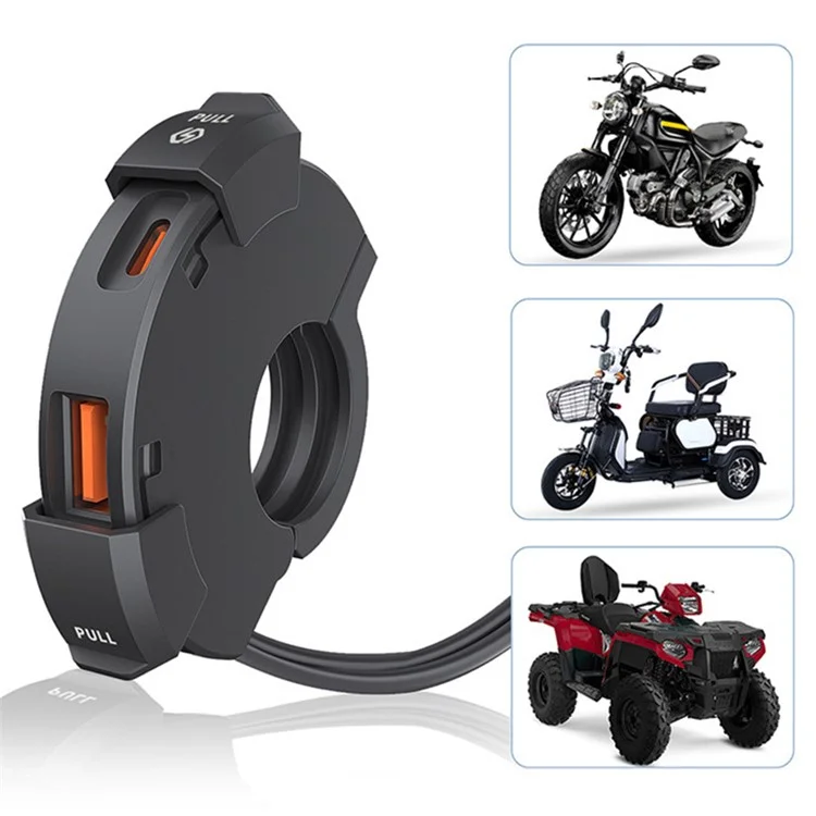 WUPP CS-1944C1 / B1 Caricabatterie USB+Type-C per Motociclette Adattatore di Ricarica per Telefono Cellulare con Coperchio Impermeabile