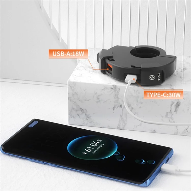 WUPP CS-1944C1 / B1 Caricabatterie USB+Type-C per Motociclette Adattatore di Ricarica per Telefono Cellulare con Coperchio Impermeabile