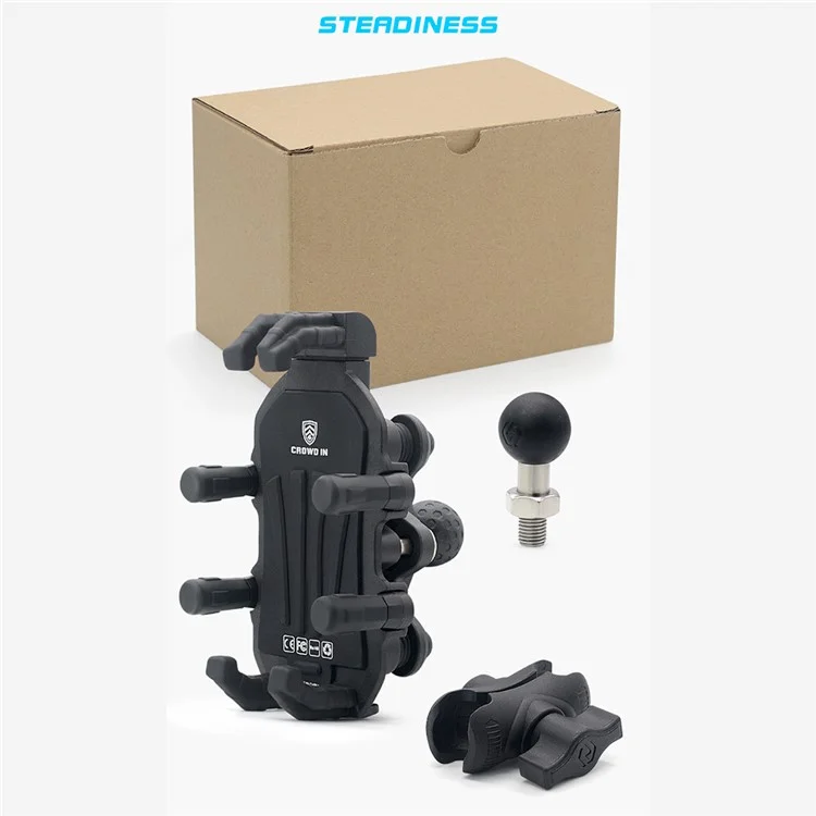 WUPP ZH-1990A2 Motorbike Phone Holder Anti-Shock Aluminium Alloy Phone Mount with M10 Ball