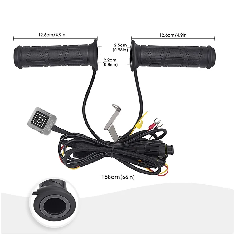 WUPP CSZH-1838B1 1 Pair 12V Heated Handle Grips Motorbike Scooter Hot Grips with 1.5m ACC Cable
