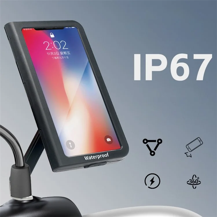 WUPP CS-1937A1 Support de Téléphone pour Rétroviseur de Moto Étanche pour Vélos Électriques
