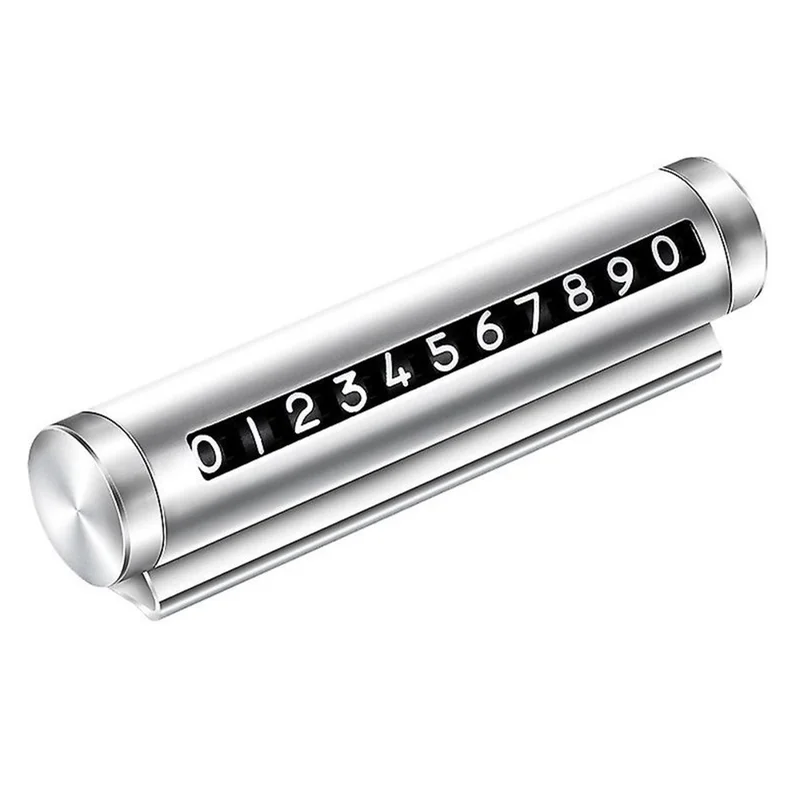 Aluminum Alloy+PC Roller Design Car Stop Sign Phone Number Plate Temporary Parking Card - Silver