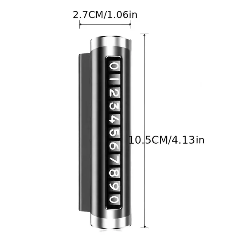 Aluminum Alloy+PC Roller Design Car Stop Sign Phone Number Plate Temporary Parking Card - Silver