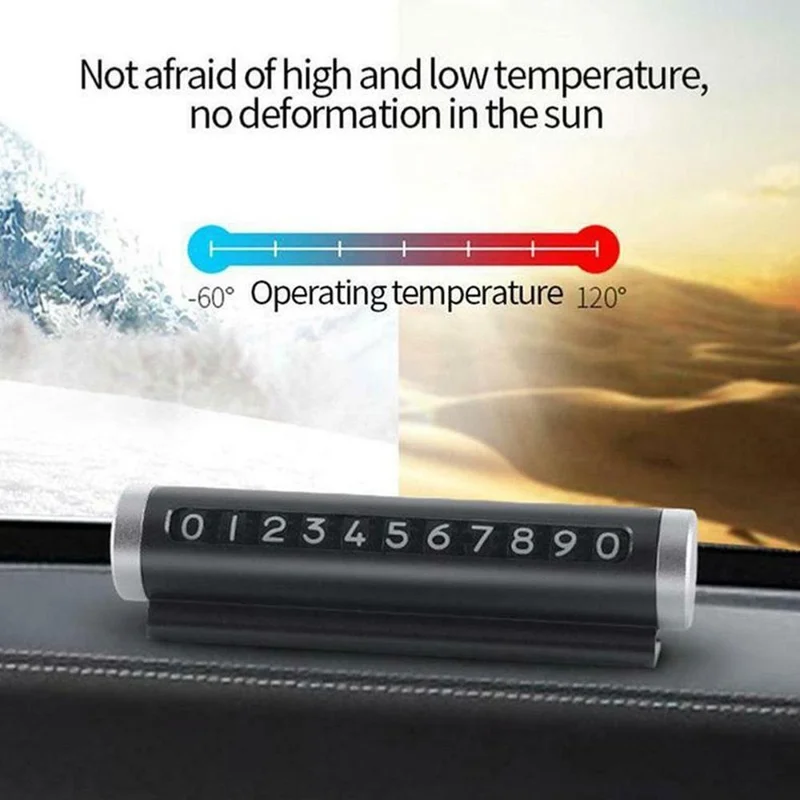 Aluminum Alloy+PC Roller Design Car Stop Sign Phone Number Plate Temporary Parking Card - Silver