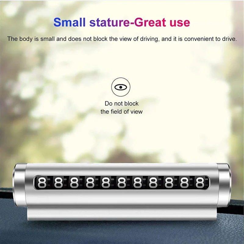 Aluminum Alloy+PC Roller Design Car Stop Sign Phone Number Plate Temporary Parking Card - Silver