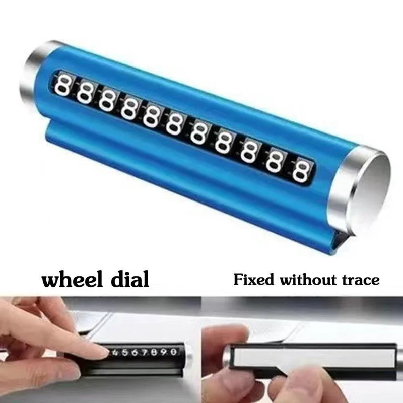 Aluminum Alloy+PC Roller Design Car Stop Sign Phone Number Plate Temporary Parking Card - Silver