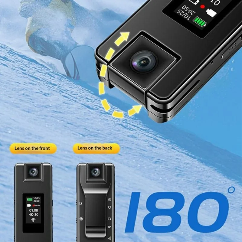 K68 HD 4K Bodycamera met hoge capaciteit videorecorder 180° draaiobjectief Bewegingsdetectie Actiecamera