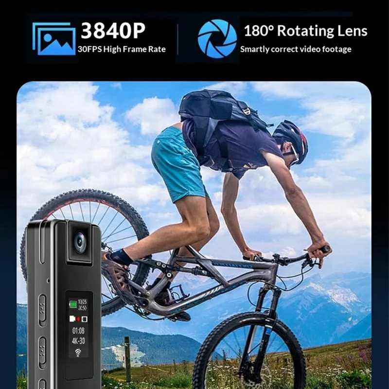 K68 HD 4K Bodycamera met hoge capaciteit videorecorder 180° draaiobjectief Bewegingsdetectie Actiecamera