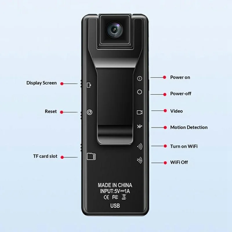 K68 HD 4K Bodycamera met hoge capaciteit videorecorder 180° draaiobjectief Bewegingsdetectie Actiecamera