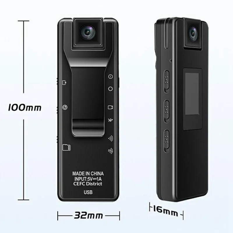 K68 HD 4K Bodycamera met hoge capaciteit videorecorder 180° draaiobjectief Bewegingsdetectie Actiecamera