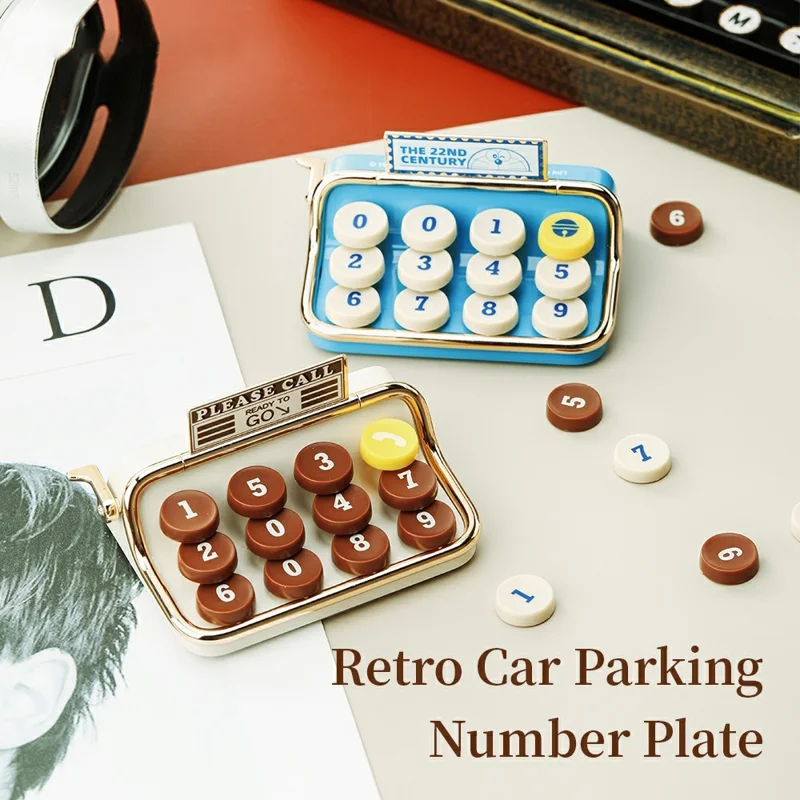 ROCK Retro Car Parking Number Plate, Typewriter Design, One Click Hide, Anti Slip Base
