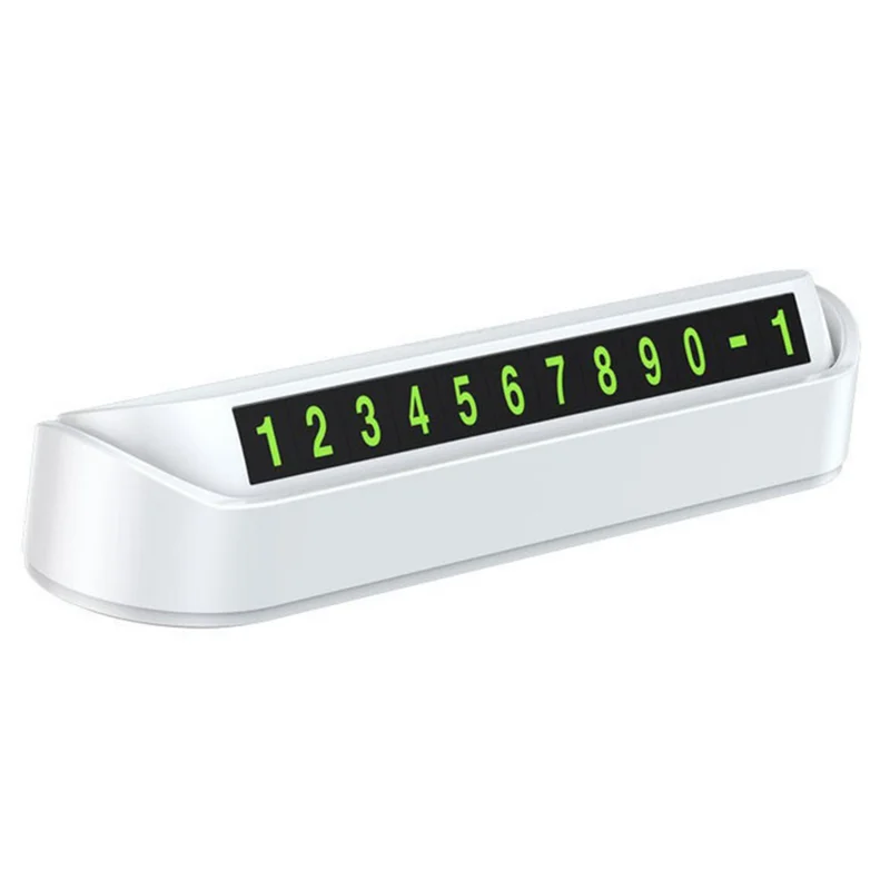 Hidden ABS Car Stop Sign Luminous Phone Number Plate Temporary Parking Card - White