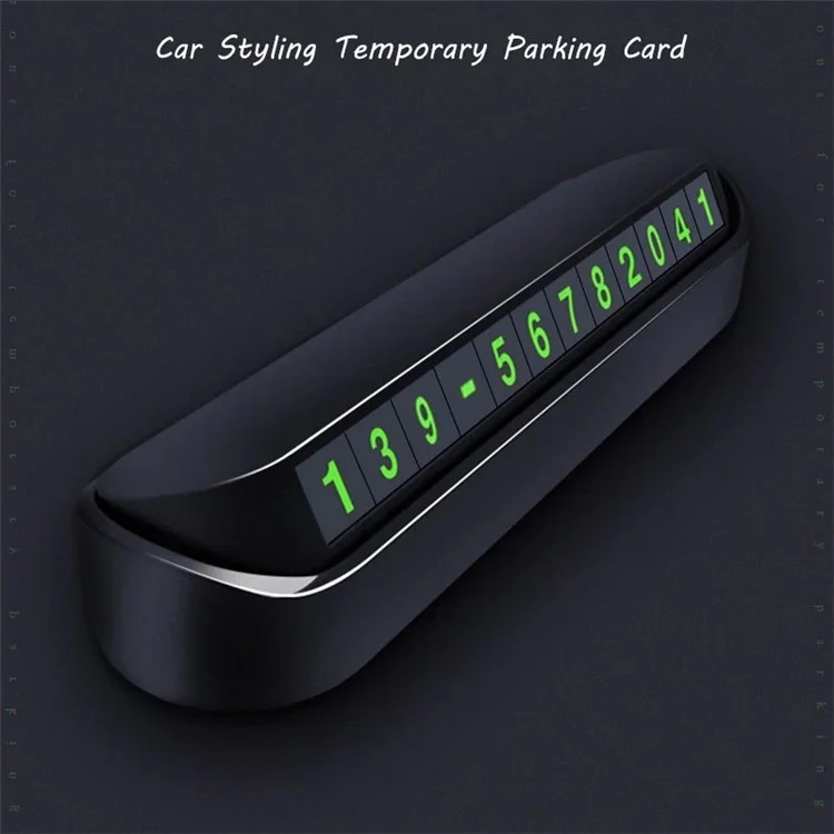 Hidden ABS Car Stop Sign Luminous Phone Number Plate Temporary Parking Card - White