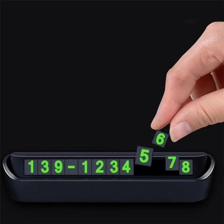 Hidden ABS Car Stop Sign Luminous Phone Number Plate Temporary Parking Card - White