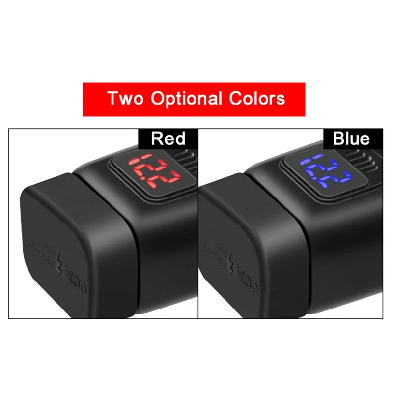 WUPP Motorcycle Handlebar Dual USB Phone Charger Waterproof QC3.0 Adapter Power Supply Socket Voltmeter - Blue