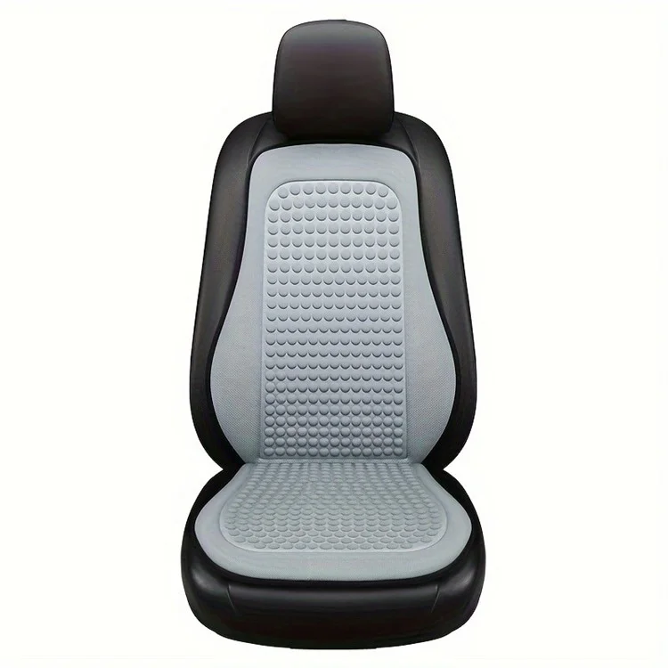 Alfombrilla Refrescante de Verano de 3D Masaje Transpirable Seda de Hielo Funda Universal para Asiento Delantero de Coche + Cojín de Respaldo - Gris