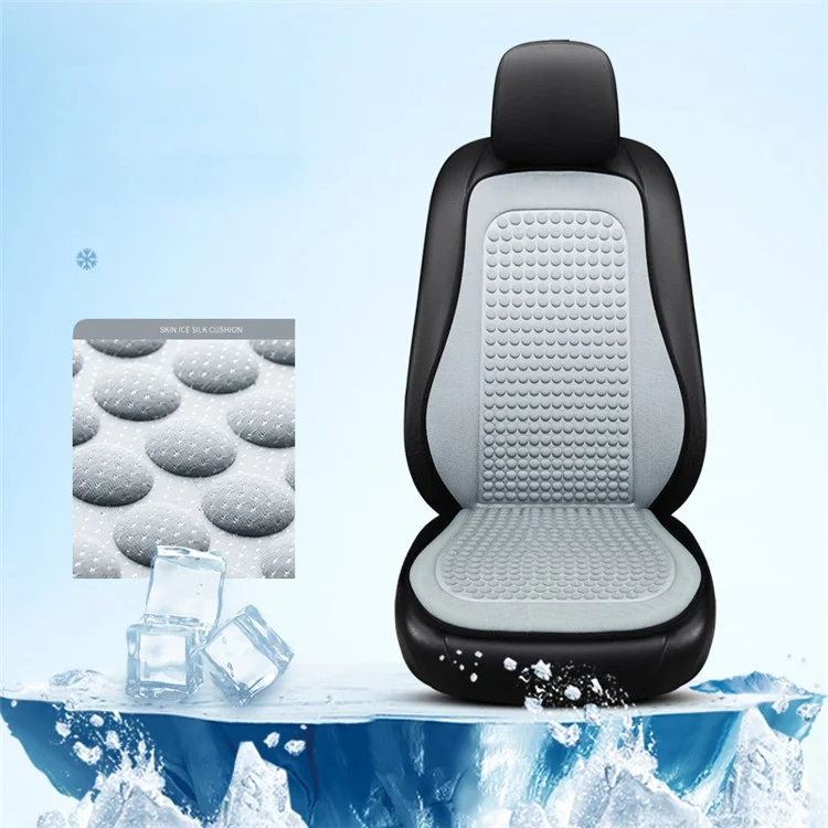 Alfombrilla Refrescante de Verano de 3D Masaje Transpirable Seda de Hielo Funda Universal para Asiento Delantero de Coche + Cojín de Respaldo - Gris