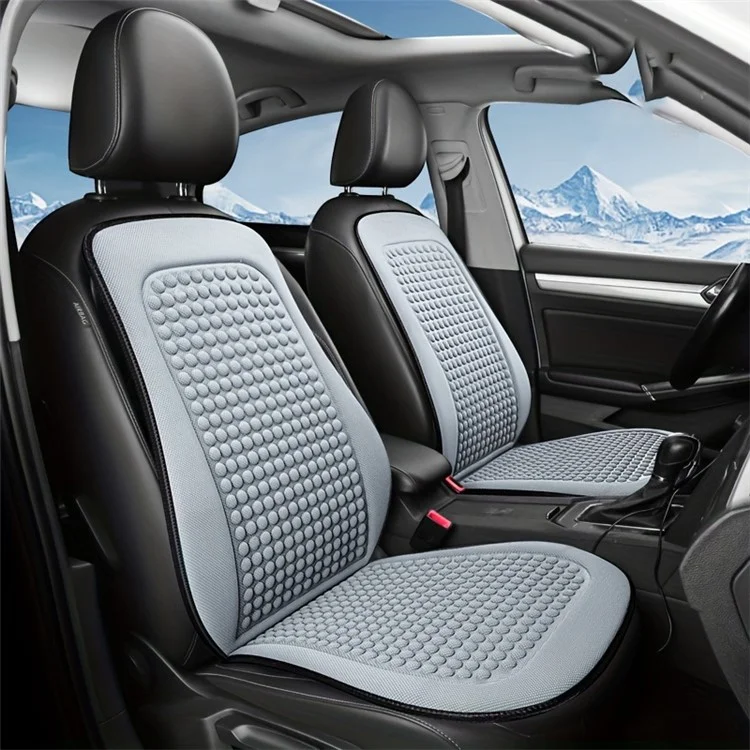 Alfombrilla Refrescante de Verano de 3D Masaje Transpirable Seda de Hielo Funda Universal para Asiento Delantero de Coche + Cojín de Respaldo - Gris