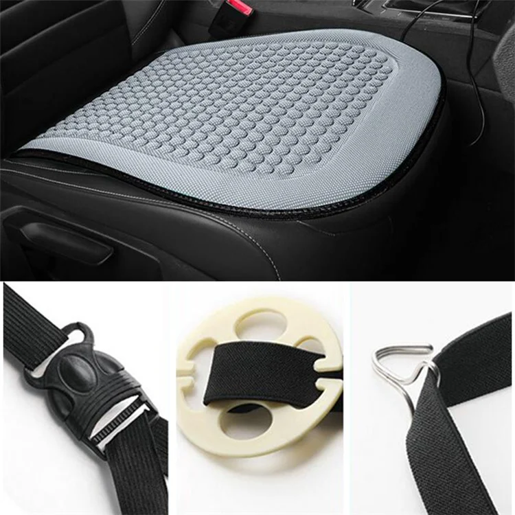 Alfombrilla Refrescante de Verano de 3D Masaje Transpirable Seda de Hielo Funda Universal para Asiento Delantero de Coche + Cojín de Respaldo - Gris