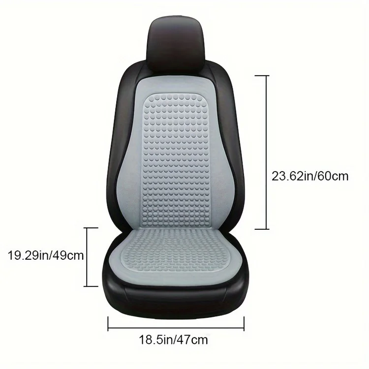 Alfombrilla Refrescante de Verano de 3D Masaje Transpirable Seda de Hielo Funda Universal para Asiento Delantero de Coche + Cojín de Respaldo - Gris