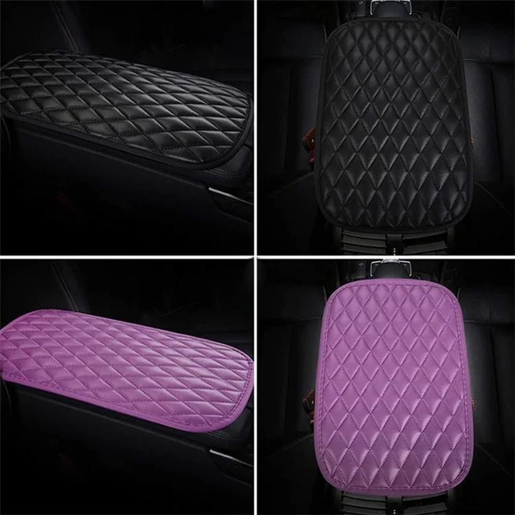 PU Leather Car Armrest Box Cover Pad Auto Center Armrest Box Protective Mat - Pink