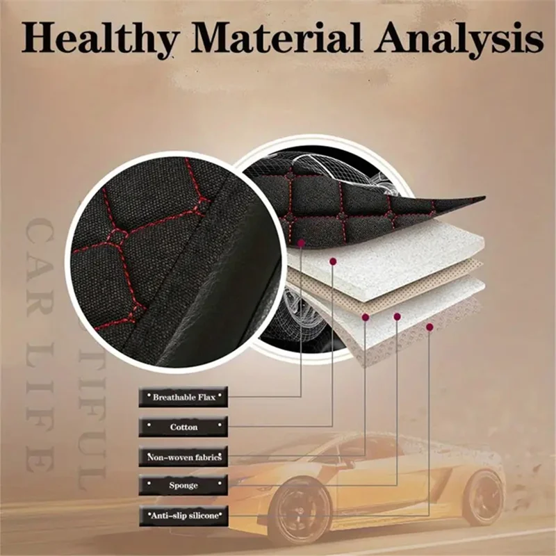 Anti-Slip Rhombus Embroidered Leather Car Front Seat Cushion + Backrest Pad Set - Black  /  White