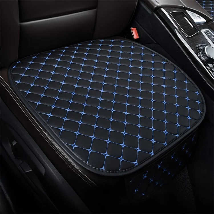 2 Sets Rhombus Embroidered Leather Car Front Seat Cushion + Backrest Pad Set - Schwarz / Rot