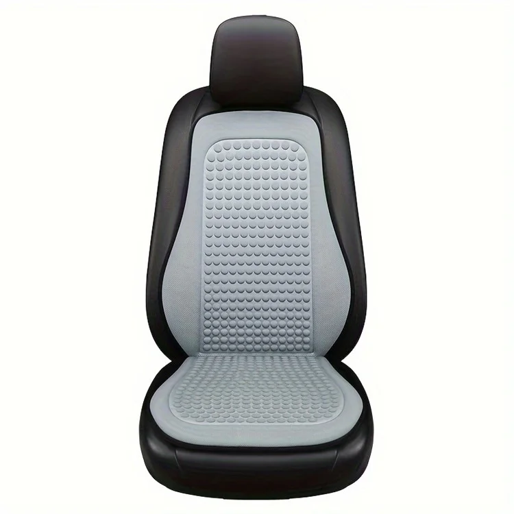 2 Sets Car Front Seat Cover + Backrest Pad Cool Breathable Fatigue Relief Vehicle Seat Pad - Grey