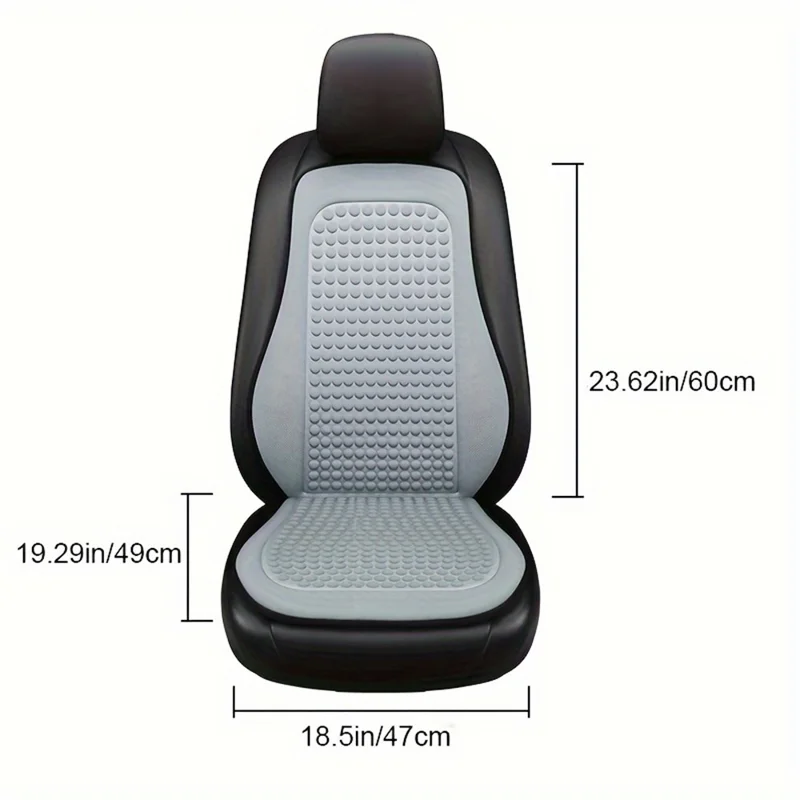 2 Sets Car Front Seat Cover + Backrest Pad Cool Breathable Fatigue Relief Vehicle Seat Pad - Grey