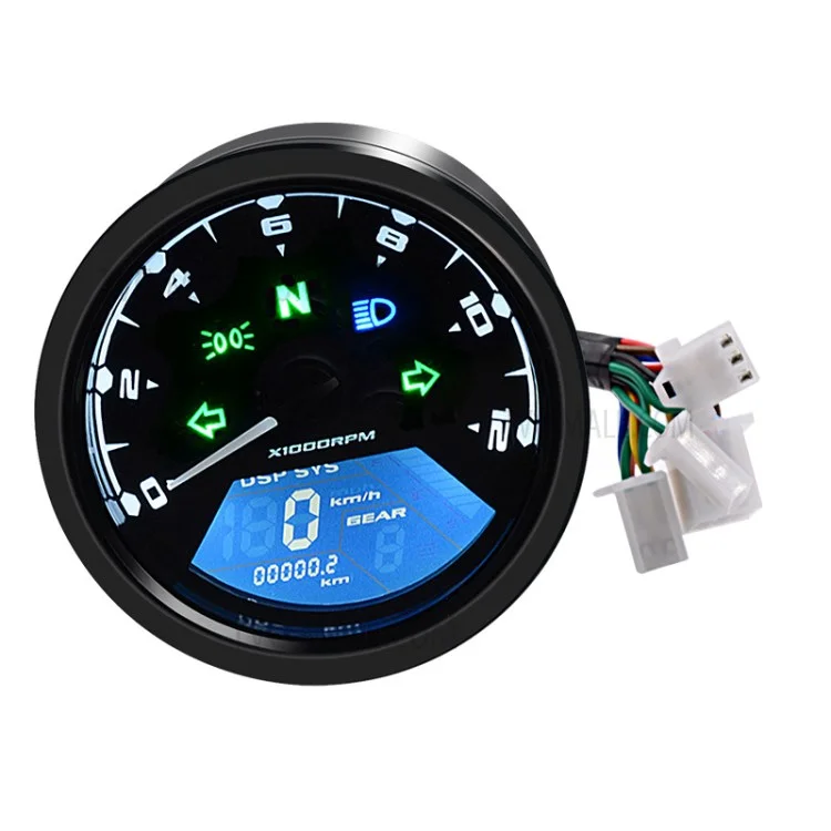WUPP CS-363A1 Motorcycle Panel Speedometer Night Vision Dial Odometer LED Multi-function Digital Indicator Tachometer Fuel Meter