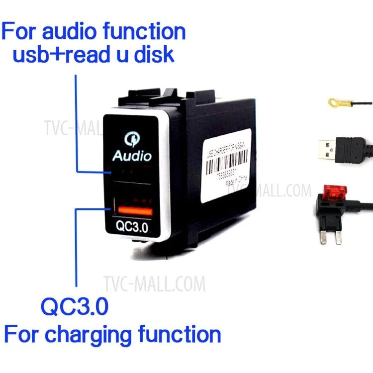 USB QC3.0 Dual Port Voltage Display Car Charger Socket Fast Phone Charging Adapter for Nissan