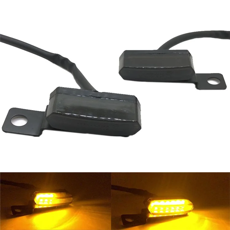 2 Pcs Universal Motocicleta Fluindo Água Curva Sinal Led Luz Freio Alavanca De Embreagem Lâmpada Piscando Para Honda Yamaha Kawasaki Suzuki - Preto