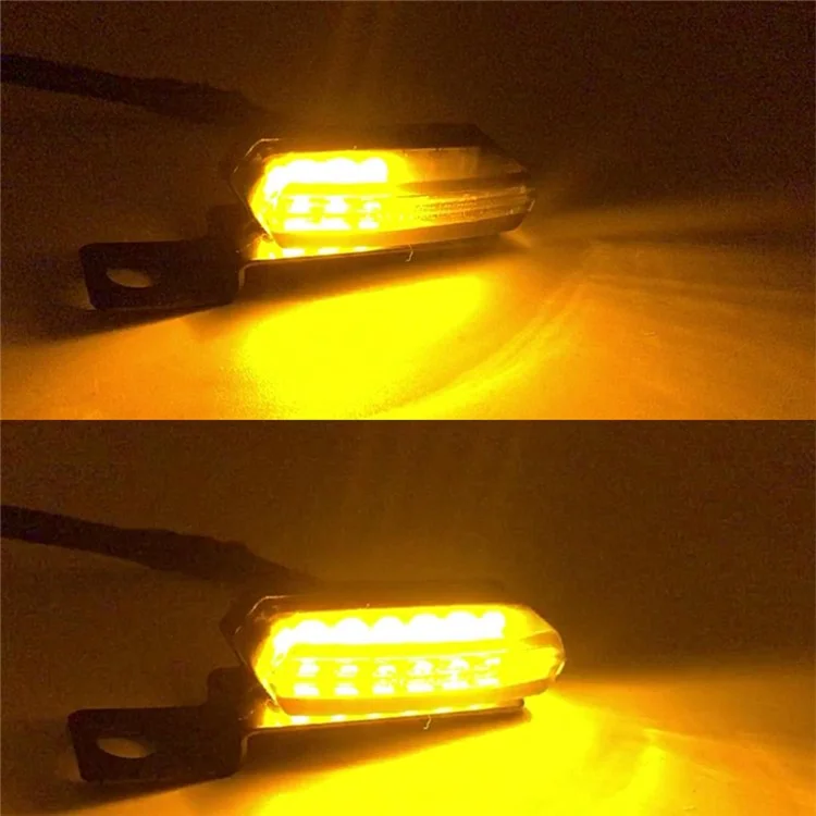 2Pcs Universal Motorcycle Flowing Water Turn Signal LED Light Brake Clutch Lever Flashing Lamp for Honda Yamaha Kawasaki Suzuki - Black