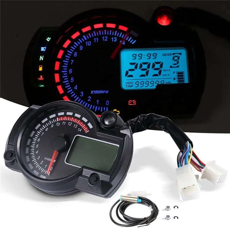 Modificação Da Motocicleta Velocímetro Velocidade Backlight LCD Display Digital Odometer Medidor