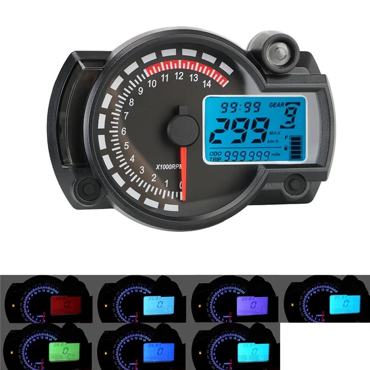 Modificação Da Motocicleta Velocímetro Velocidade Backlight LCD Display Digital Odometer Medidor